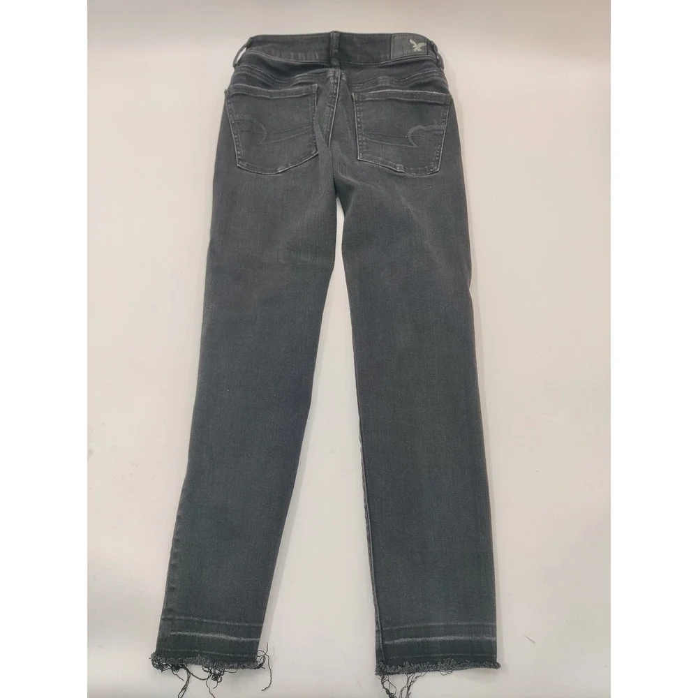American Eagle Outfitters Jegging Crop Distressed Black Jeans Size 00 Regular
